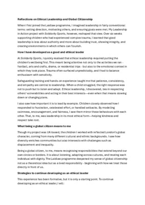 LiA Output 2 - Ethical Leadership and Global Citizenship Blog