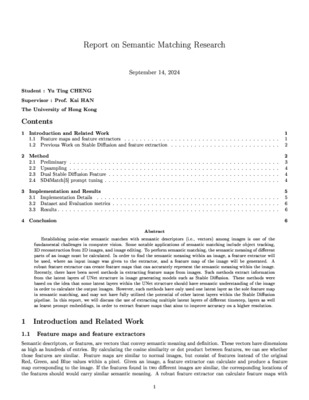 Research Report - Utilising Stable Diffusion for Image Semantic Matching
