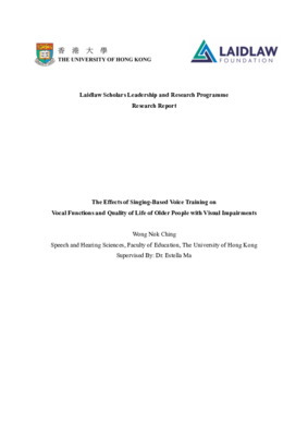 Research Report: The Effects of Singing-Based Voice Training on Vocal Functions and Quality of Life of Older People with Visual Impairments