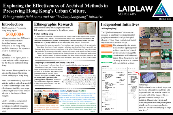 Presentation Poster: Exploring the Effectiveness of Archival Methods in Preserving Hong Kong's Urban Culture