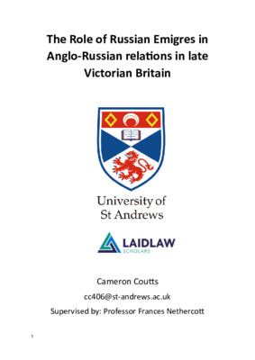 Essay - The Role of Russian Emigres in  Anglo-Russian relations in late  Victorian Britain
