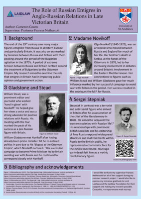 Poster - The Role of Russian Emigres in  Anglo-Russian relations in late  Victorian Britain