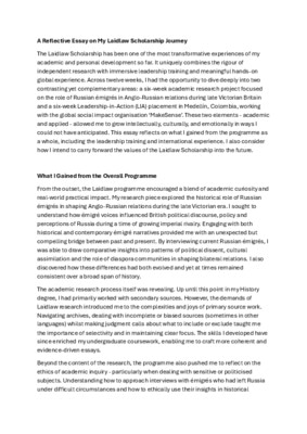 My LIA - Reflective Essay