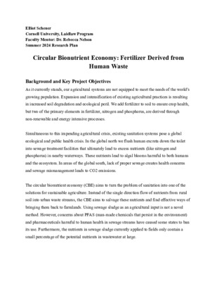 Summer 2024 Research Proposal: Circular Bionutrient Economy