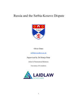 Research Essay: Russia and the Serbia-Kosovo Dispute