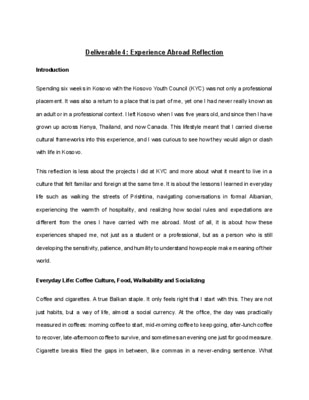 LiA Deliverable 4: Experience Abroad Reflection