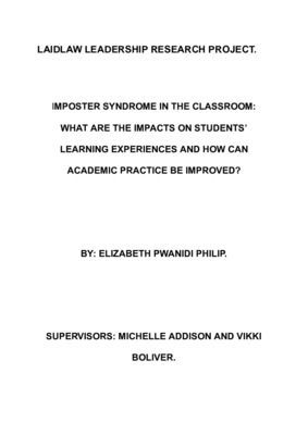 IMPOSTER SYNDROME IN THE CLASSROOM : What are the impacts on students' learning experiences and how can academic practice be improved ?