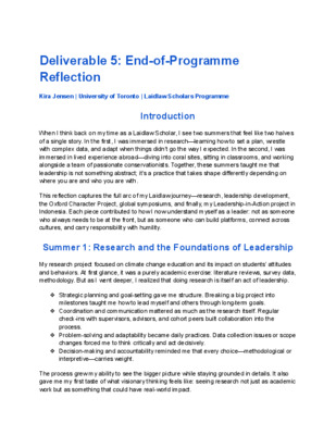 Kira Jensen: End-of-Programme Reflection