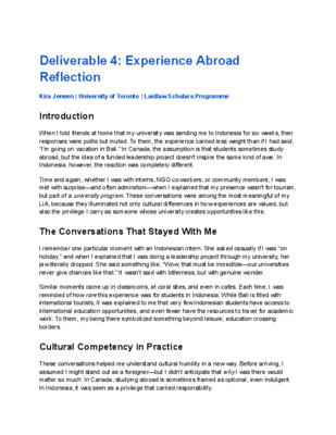 Experience Abroad Reflection