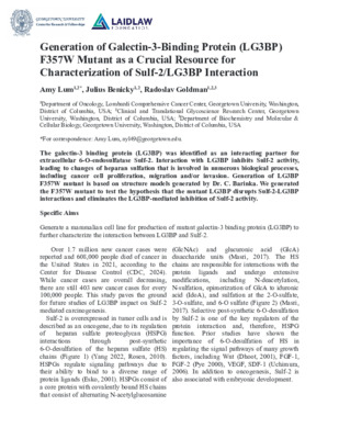 Generation of Galectin-3-Binding Protein (LG3BP) F357W Mutant as a Crucial Resource for Characterization of Sulf-2_LG3BP Interaction