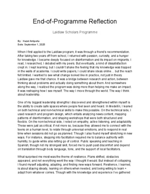 End-of-Programme Reflection