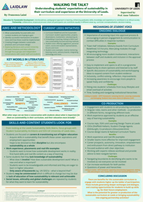 Research Poster: Walking the Talk? Understanding students’ expectations of sustainability in their curriculum and experience at the University of Leeds.