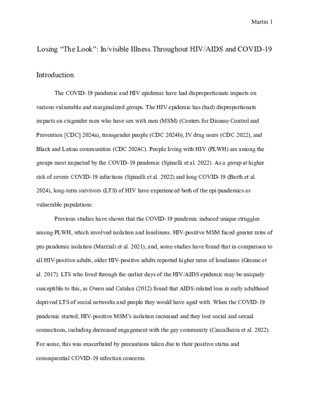Losing “The Look”: In/visible Illness Throughout HIV/AIDS and COVID-19