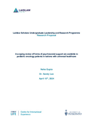 Project Outline: Psychosocial Support for Paediatric Oncology Patients