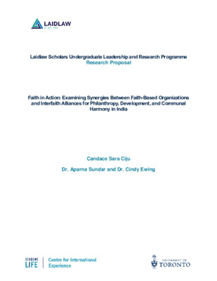 Project Outline - Faith in Action: Examining Synergies Between Faith-Based Organizations and Interfaith Alliances for Philanthropy, Development, and Communal Harmony in India