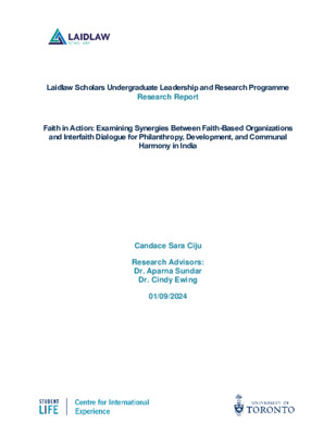 Research Report - Faith in Action: Examining Synergies Between Faith-Based Organizations and Interfaith Dialogue for Philanthropy, Development, and Communal Harmony in India