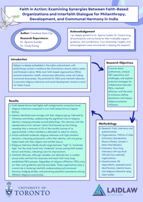 Research Poster (Portrait) - Faith in Action: Examining Synergies Between Faith-Based Organizations and Interfaith Dialogue for Philanthropy, Development, and Communal Harmony in India