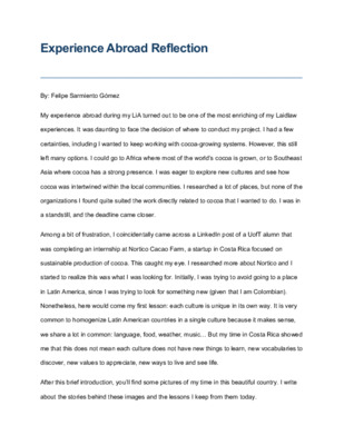 Experience Abroad Reflection