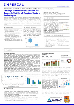 Research Poster: Assessing the Scalability of Clean Innovations for Net Zero - Strategic Interventions to Enhance the Economic Viability of Direct Air Capture Technologies