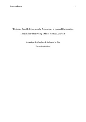 ‘Designing Feasible Extracurricular Programmes in Unequal Communities: a Preliminary Study Using a Mixed Methods Approach’