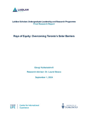 Final Report - Rays of Equity: Overcoming Toronto's Solar Barriers