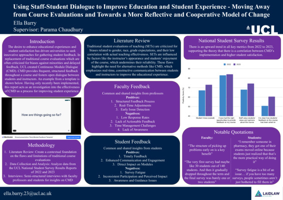 Using Staff-Student Dialogue to Improve Education and Student Experience - Moving Away from Course Evaluations and Towards a More Reflective and Cooperative Model of Change (Poster)