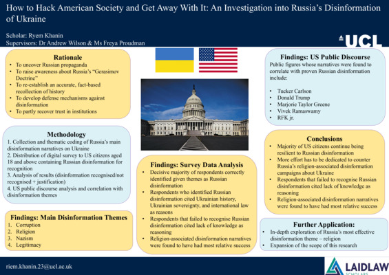 Laidlaw Summer 1 Final Report - How to Hack American Society and Get Away with it: An Investigation into Russia’s Disinformation of Ukraine
