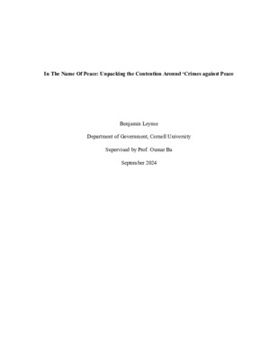 Research Report: The Problem of Crimes Against Peace