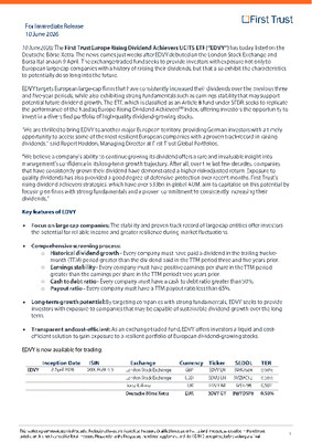 First Trust Europe Rising Dividend Achievers UCITS ETF (“EDVY”)
