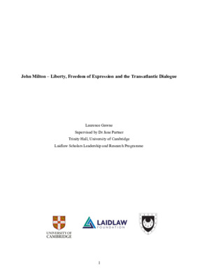 John Milton – Liberty, Freedom of Expression and the Transatlantic Dialogue