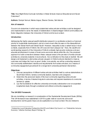 Research Proposal - Community Engagement for Extracurricular Activity Provision