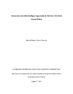 Cybersecurity and Artificial Intelligence Opportunities for MerTerre’s Zéro Déchet Sauvage Platform