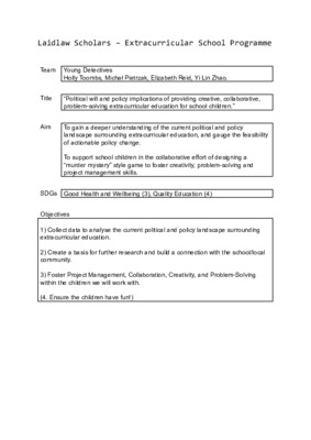Research Design Proposal Form - Young Detectives - Draft 1