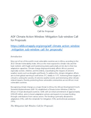 ADF Climate Action Window _ Mitigation Sub-window Call for Proposals