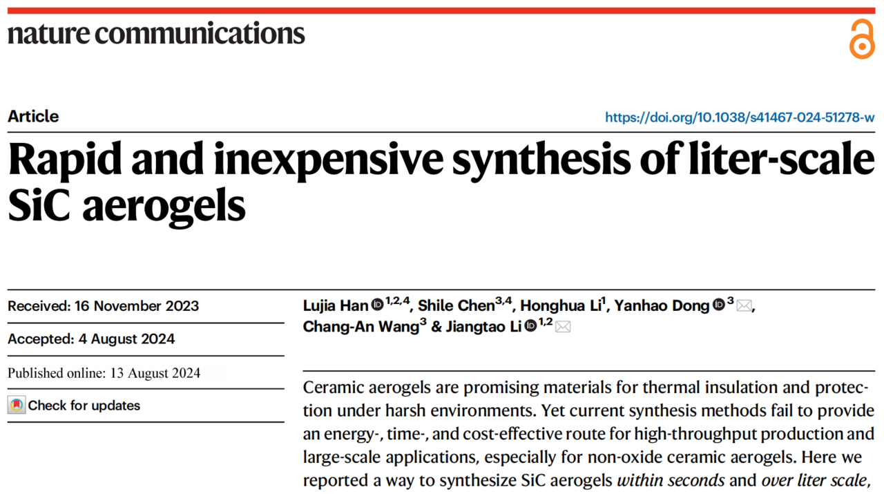 Surprisingly fast synthesis of large-size ceramic aerogels