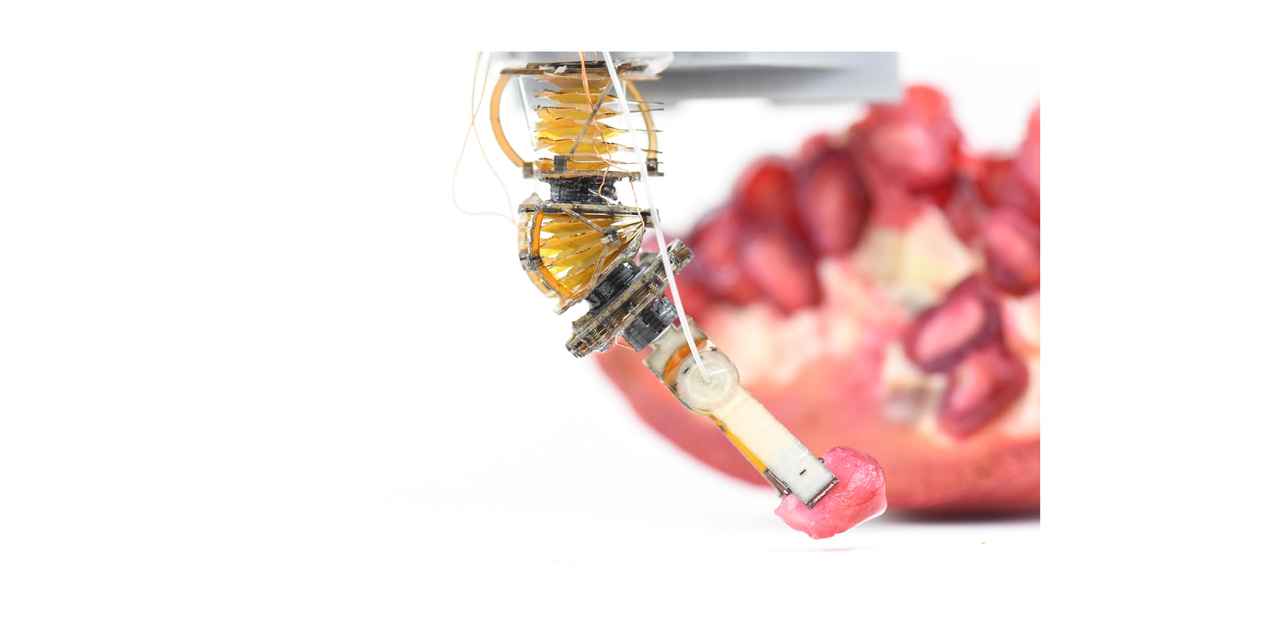 A fabrication strategy for millimeter-scale, self-sensing soft-rigid hybrid robots