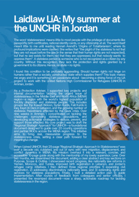 Laidlaw LiA Blog: My Summer at the UNHCR in Jordan