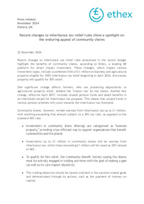 Recent changes to inheritance tax relief rules shine a spotlight on the enduring appeal of community shares