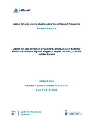 Evaluating the Effectiveness of UNDRIP in Canada, Australia and New Zealand - Research Proposal