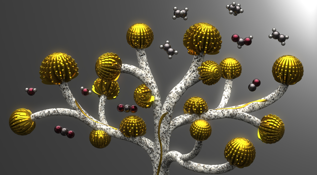 Copper nanoflowers bloom on perovskite artificial leaves for solar hydrocarbon synthesis