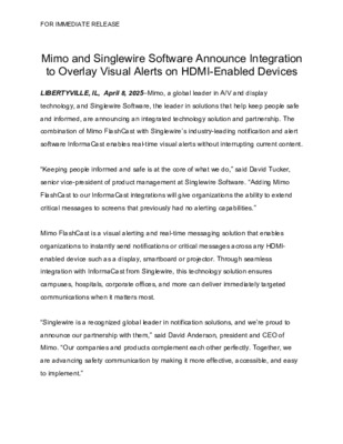 Mimo FlashCast is Now Integrated with Singlewire InformaCast