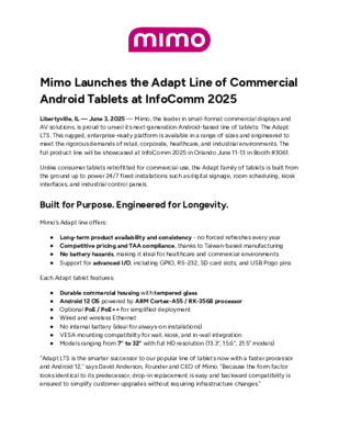 Mimo Adapt Launch Release