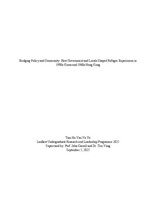Bridging Policy and Community: How Government and Locals Shaped Refugee Experiences in 1990s Korea and 1960s Hong Kong 