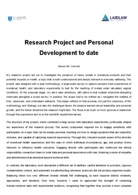 Reflective report on Summer 1 essay