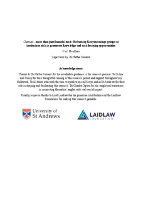 Chamas – more than just financial tools: Reframing Kenyan savings groups as institutions rich in grassroots knowledge and tacit learning opportunities