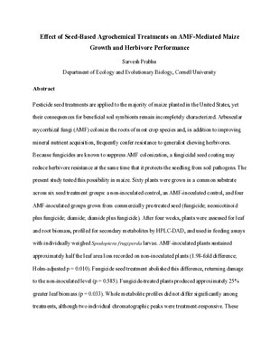 Effect of Seed Treatment on Beneficial Fungi - Laidlaw Summer Research Report - Cornell University - Sarvesh Prabhu