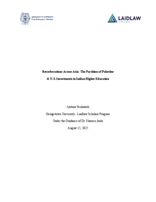 Reverberations Across Asia: The Partition of Palestine  & U.S. Investments in Indian Higher Education