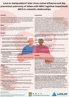 Love or manipulation? Inter vivos undue influence and the precarious autonomy of elders with Mild Cognitive Impairment (MCI) in romantic relationships