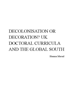 Decolonization or Decoration? UK Doctoral Curricula and the Global South 