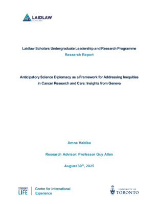 [Research Report] Anticipatory Science Diplomacy as a Framework for Addressing Inequities in Cancer Research and Care: Insights from Geneva 